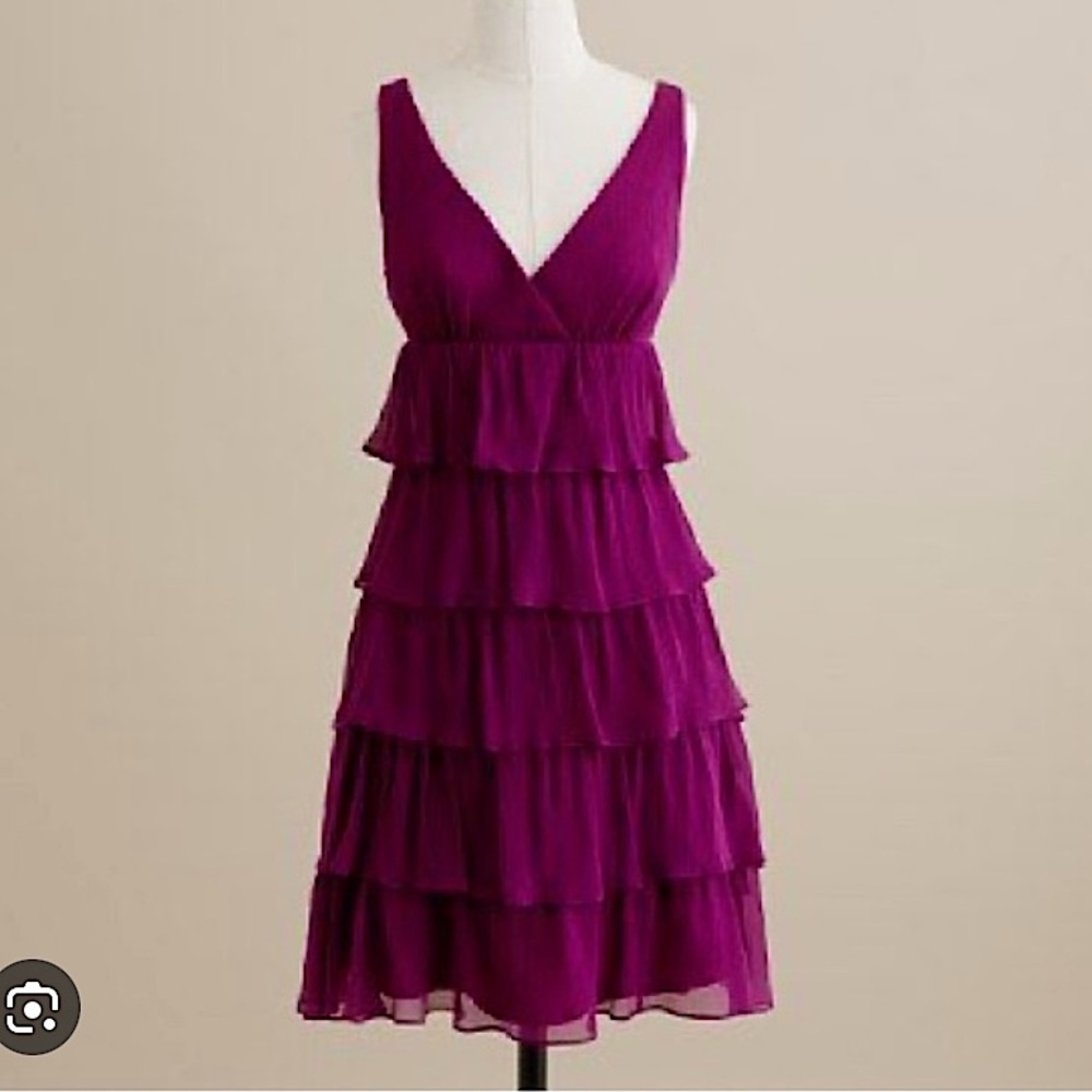 J Crew Silk Chiffon Ruffle Dress